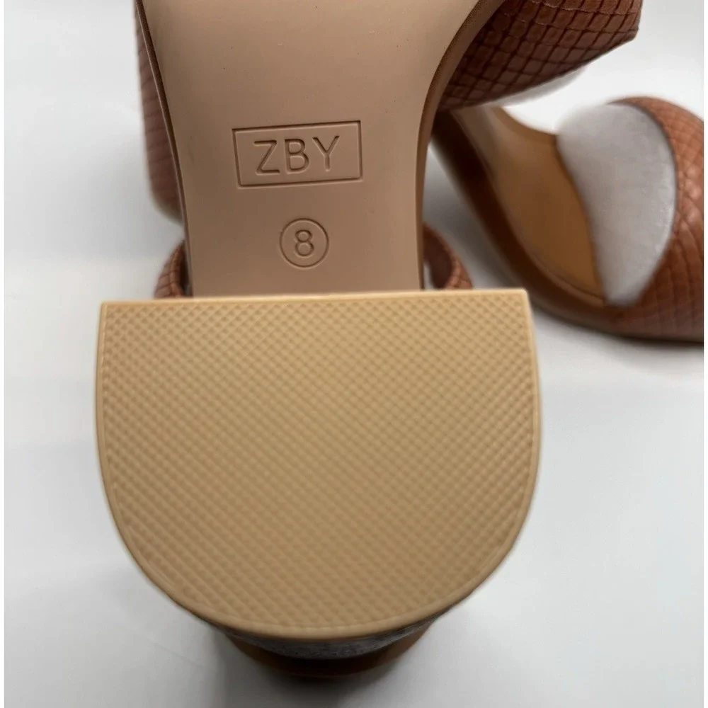 ZBY Brown‎ Open Toe Heel Sandals Sz 8 - Picture 5 of 7